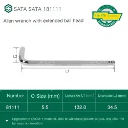 Extended ball head hex wrench 5.5mm 81111