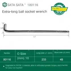 Extra-long ball head hex wrench 10mm 80116