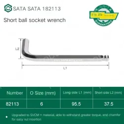 Short ball hex wrench 6mm 82113