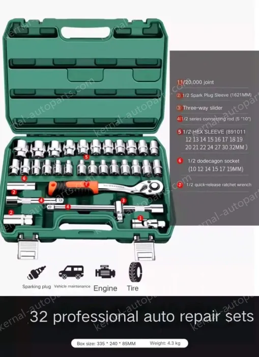 Upgraded 72-tooth bent handle auto repair 32-piece set