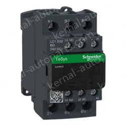 LC1D32BD IEC contactor, TeSys Deca, nonreversing, 32A, 20HP at 480VAC, up to 100kA SCCR, 3 phase, 3 NO, 24VDC coil, open style