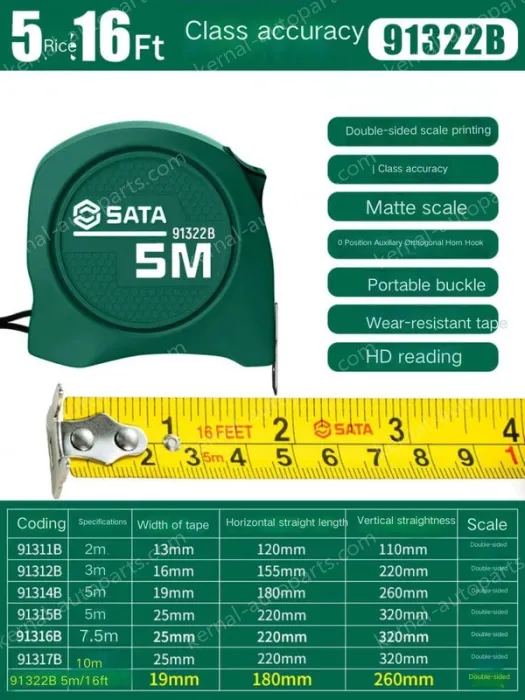 Class 1 accuracy: 5m/16Ft ruler bandwidth, 19mm-91322B